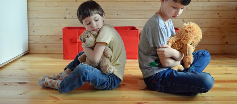 sad boys with their teddies